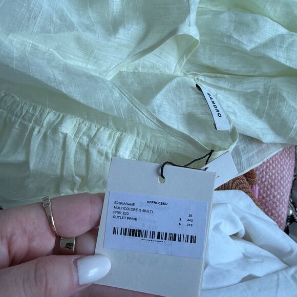 NWT Sandro Kiarane Mini Dress Asymmetric Multicolor Tie Dye Linen Ruffles - Picture 3 of 10